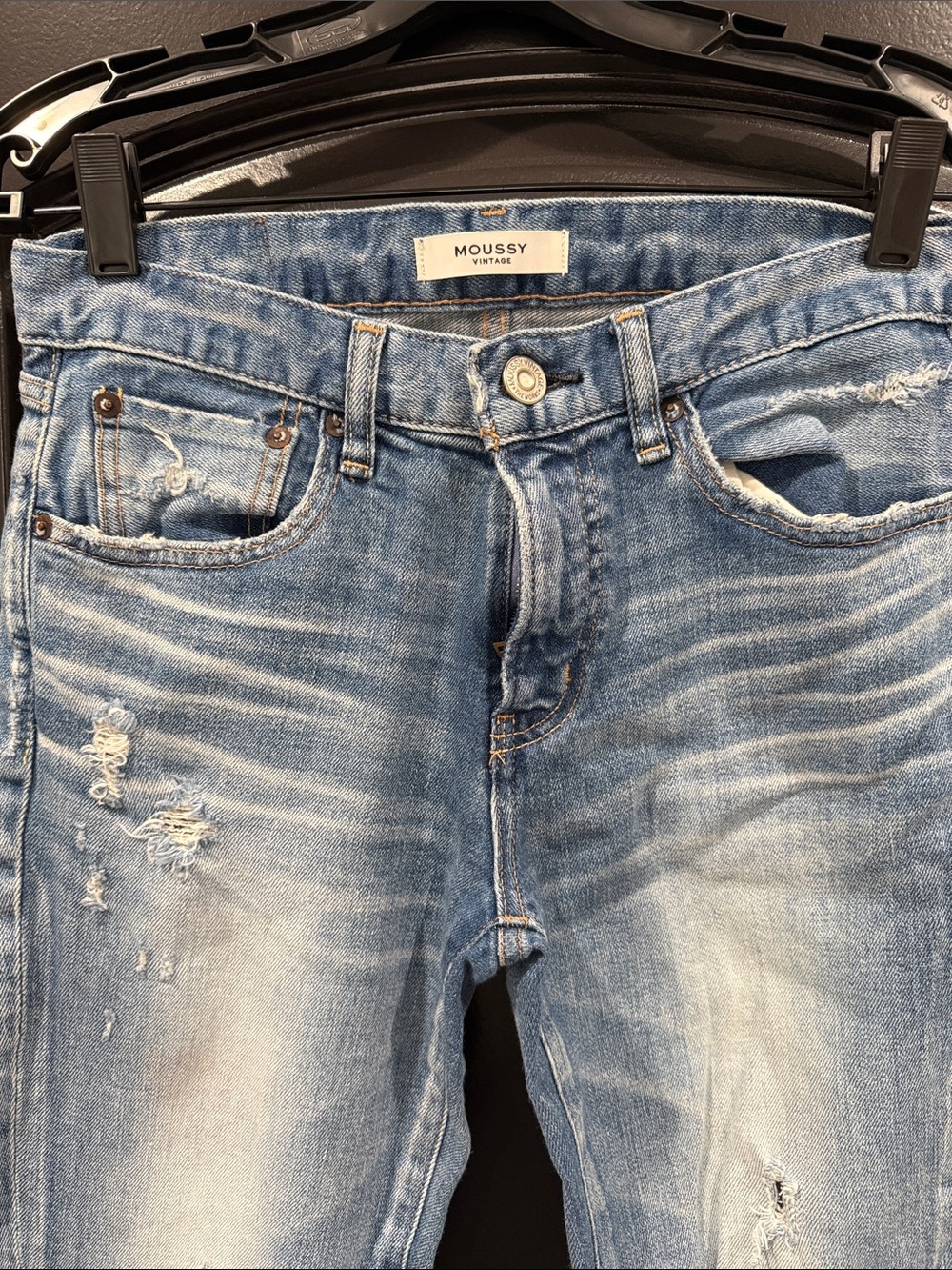 Moussy Distressed Light Blue Womens Jeans